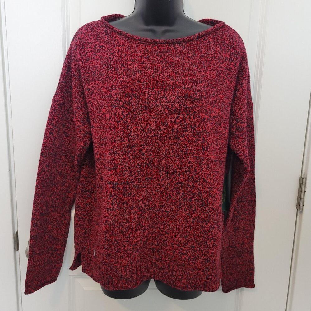 LRL Lauren Jeans Co. $90 Women's Size Large Boat Neck Pullover Sweater NWT Red